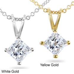 14k Gold 1/2-ct Princess Diamond Solitaire Pendant (H-I, I1-I2)