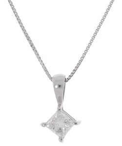 14k Gold 1/3ct TDW Princess Diamond Solitaire Pendant (H-I, SI1-SI2)