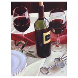 Thomas Stiltz Sharing Wine - Red Canvas Art