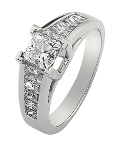 EGL Certified Platinum 2ct TDW Princess Diamond Engagement Ring (H, VS-SI1)