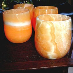 Alabaster Pear Candle Votive Set (Egypt)