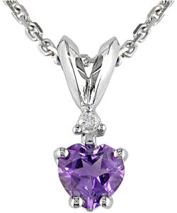 10k White Gold Diamond Amethyst Pendant
