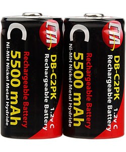 CTA 2-pack C Size 5500 mAh Ni-MH Rechargeable Batteries