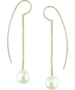 14k Gold Cultured South Sea Pearl Drop Earrings (11-12 mm)