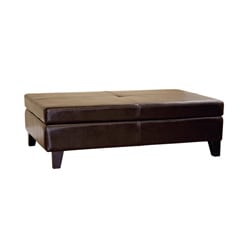 By-cast Leather Flip-top Storage Bench/ Ottoman
