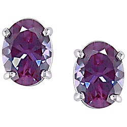 14k White Gold Alexandrite Stud Earrings