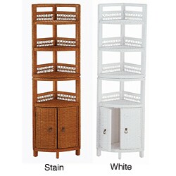 Wicker Two-door Bathroom Corner Shelf