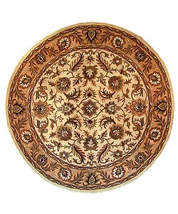 Hand-tufted Kashan Beige/ Tan Wool Rug (6' Round)
