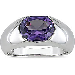 14k White Gold Created Alexandrite Ring