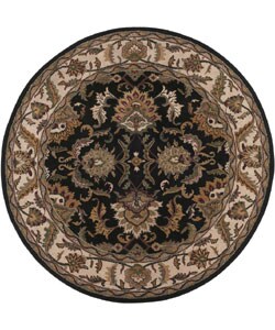 Hand-tufted Agra Black/ Beige Wool Rug (8' Round).