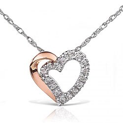 14k Two-tone 1/8ct Heart Diamond Pendant