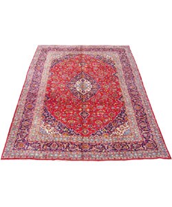 Iranian Kashan Hand-knotted Red Rug (9'6 x 13'1)