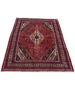 Hamadan Hand-knotted Red/Ivory Rug 7'4 x 10'3 (Iran)