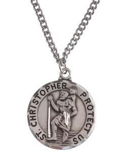 Sterling Silver St. Christopher Round Pendant