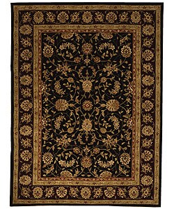 Traditions Wool and Silk Black/ Burgundy Rug (9'6 x 13'6)