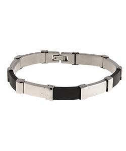 Stainless Steel and Rubber Link Bracelet
