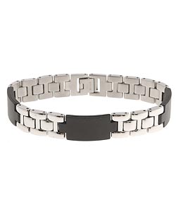 Stainless Steel and Rubber Link Bracelet