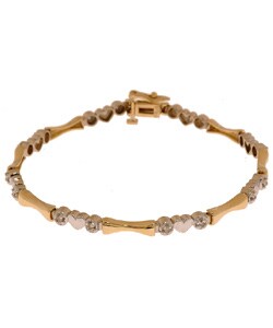 14k Two-tone Gold Heart 1/4ct Diamond Tennis Bracelet(J, I1)
