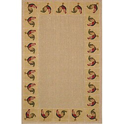 Hand-woven Parasol Rooster Rug (4'9 x 7'4)