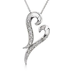 14k White Gold 1/4ct Diamond Heart Pendant