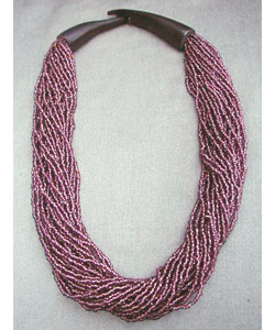 Amethyst Glass Horn Clasp Necklace (India)