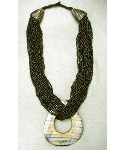 Black Glass Horn Pendant (India)