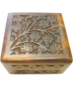 Hand Carved Rosewood Box (India)