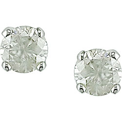14k  Gold 1/4ct TDW  Round Diamond Solitaire Screw Back Earrings (J-K/ I2-I3)
