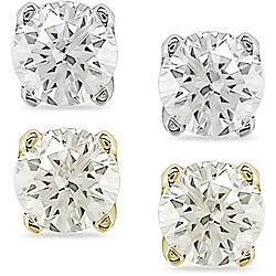 14k  Gold 1/4ct TDW  Round Diamond Solitaire Screw Back Earrings (J-K/ I2-I3)