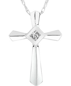 14k Gold Diamond Cross Pendant