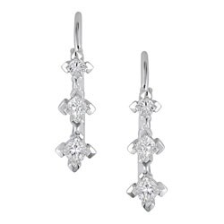 14k White Gold 1/4ct TDW Princess Diamond Three-Stone Earrings (J-K, I2-I3)