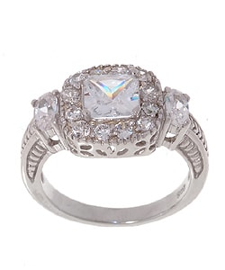 Sterling Silver CZ Engagement Ring
