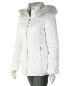 Donatella White Down Stadium w/Fox Fur Trim Hood Coat