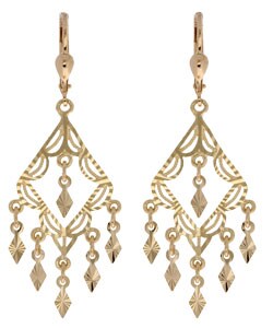 14k Gold Diamond-cut Chandelier Earrings