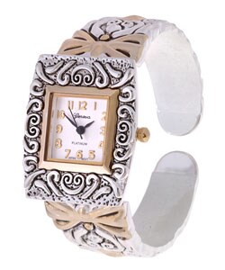Geneva Platinum Women's Gold Accented Bangle Watch