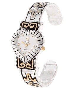 Geneva Platinum Women's Heart Bezel Bangle Watch