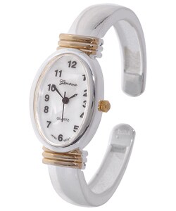 Geneva Platinum Women's Oval Face Bangle Watch