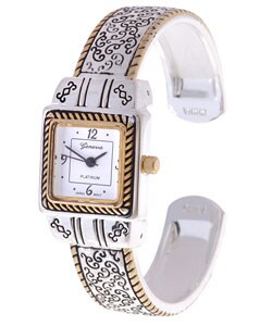 Geneva Platinum Women's Engraved Bangle Watch
