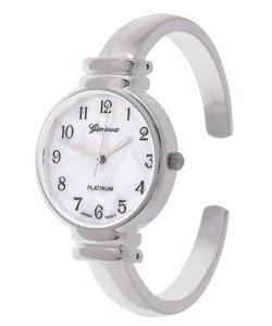 Geneva Platinum Round Face Polished Watch