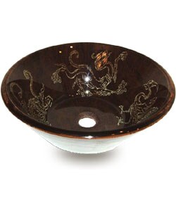 Fontaine Brown Dragon Glass Vessel Sink Set w/ Drain Assembly Free Drain Included