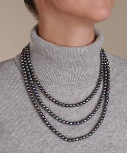 Cultured Freshwater Black Pearl Strand (6-7mm/64in)