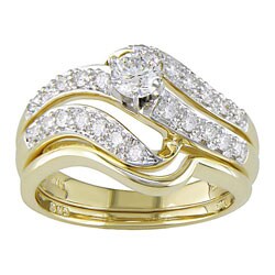 14k Yellow Gold 3/4 ct TDW Round Diamond Bridal Ring Set