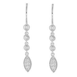 14k White Gold Diamond Leaf Earrings