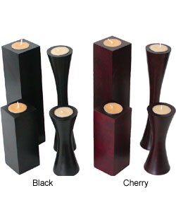 Mango Wood Candleholder Set (Thailand)