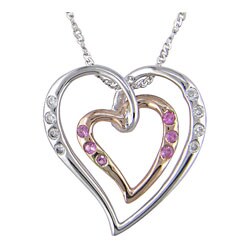 14k Two-tone Gold Diamond Heart Pendant (Case of 2)