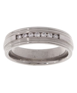Titanium and Silver Channel 1/4ct TDW Diamond Ring (H-I, I3)