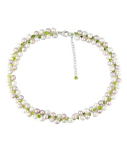 FW Cultured Pearl & Peridot Silver Necklace (Case of 6)