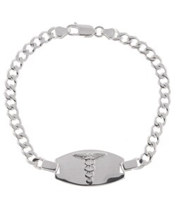 Italian Sterling Silver Engravable Medical ID Tag 8-inch Bracelet