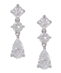Sterling Silver CZ Drop Earrings