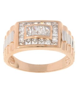 Sterling Silver Two-tone CZ Bold Men's Ring